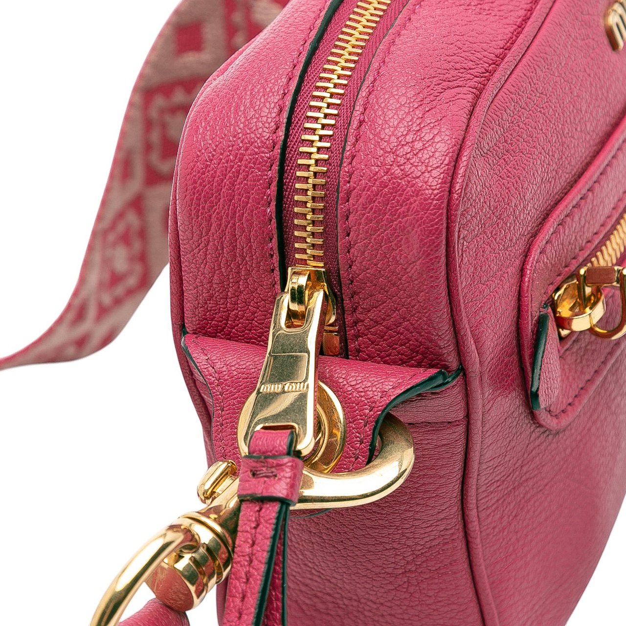 Miu Miu Goatskin Madras Camera Bag Roze