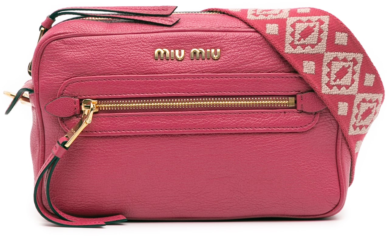 Miu Miu Goatskin Madras Camera Bag Roze