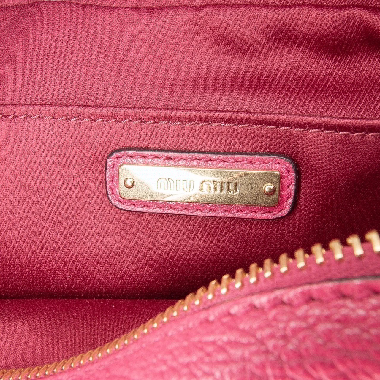 Miu Miu Goatskin Madras Camera Bag Roze