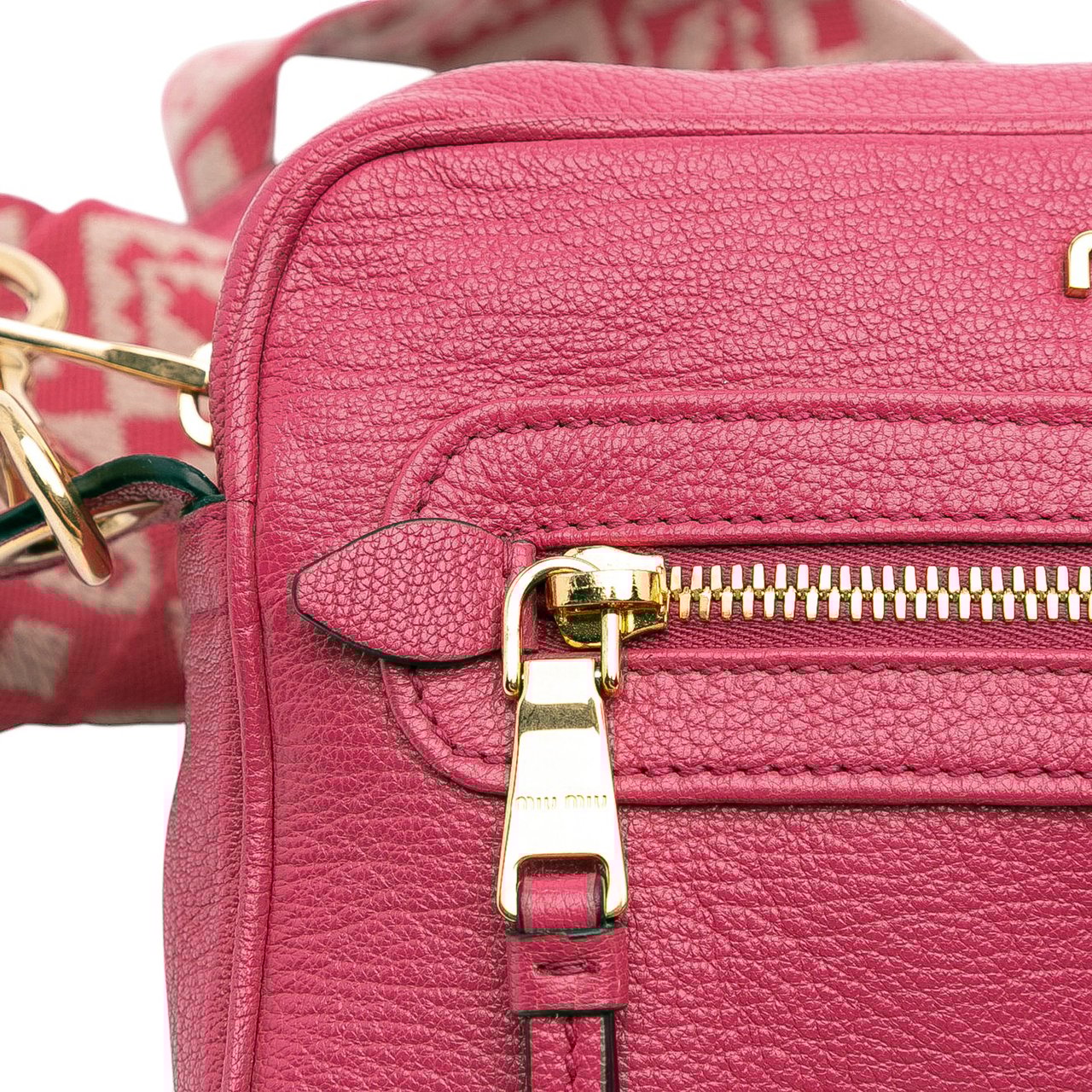 Miu Miu Goatskin Madras Camera Bag Roze