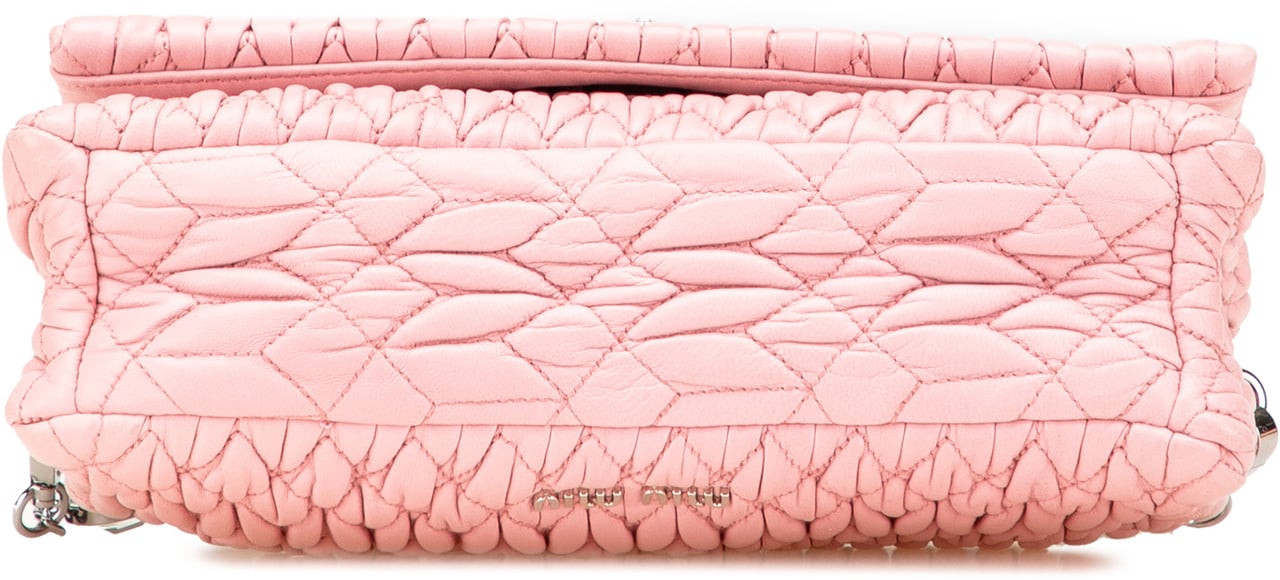Miu Miu Matelasse Nappa Crystal Chain Satchel Roze