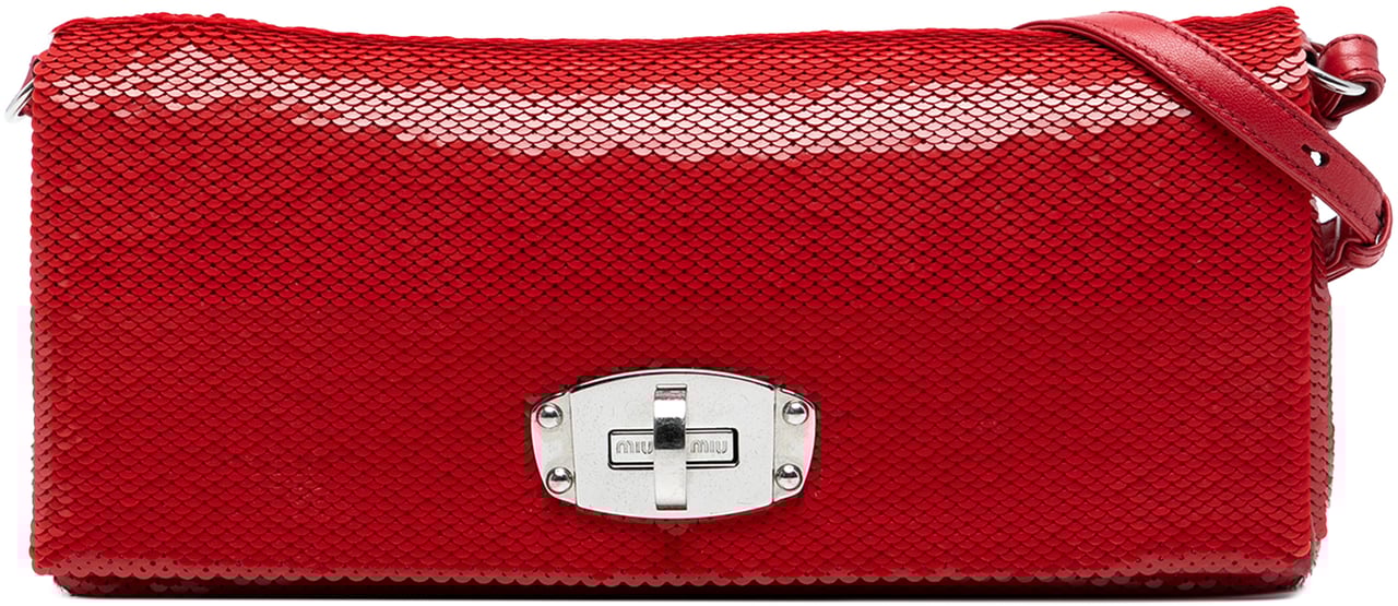 Miu Miu Sequin Embellished Shoulder Bag Rood
