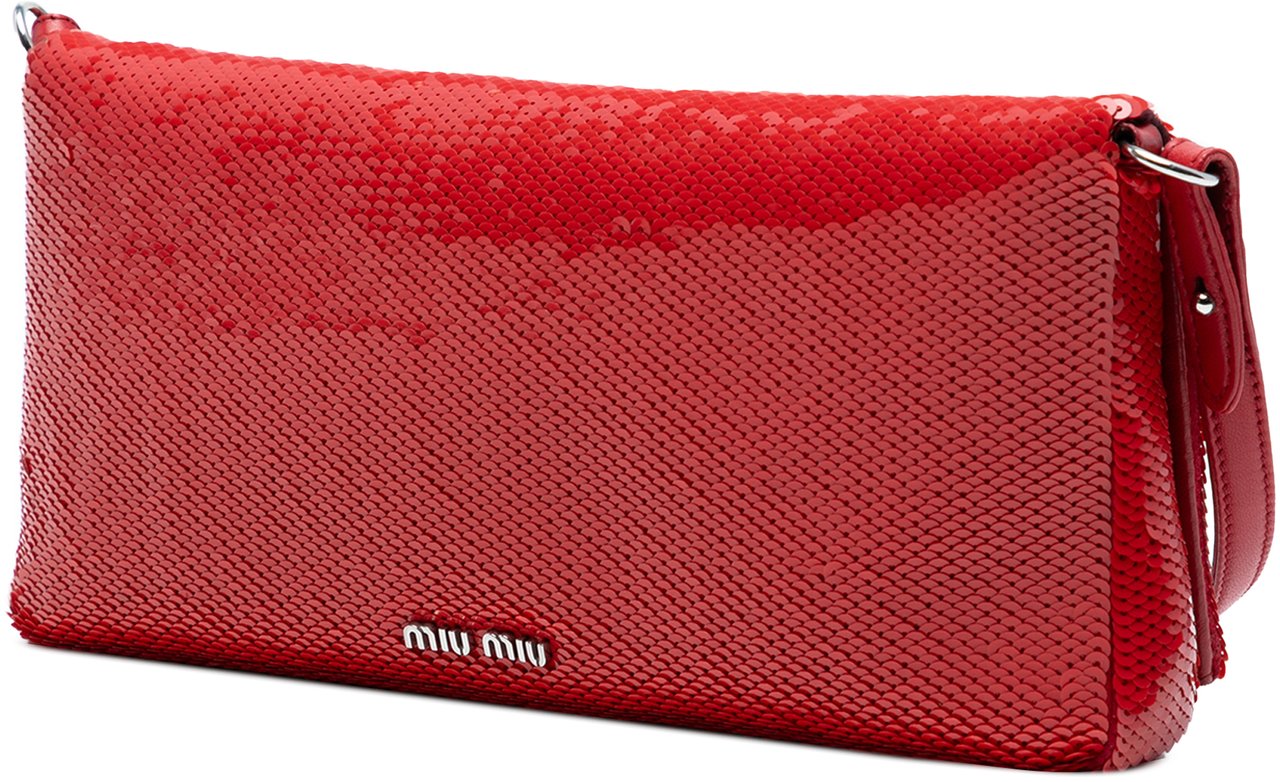 Miu Miu Sequin Embellished Shoulder Bag Rood