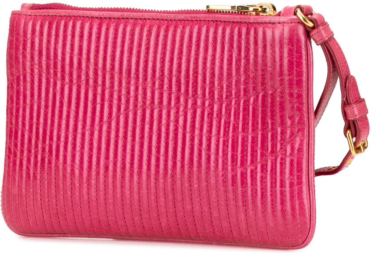 Miu Miu Matelasse Lambskin Leather Clutch Roze