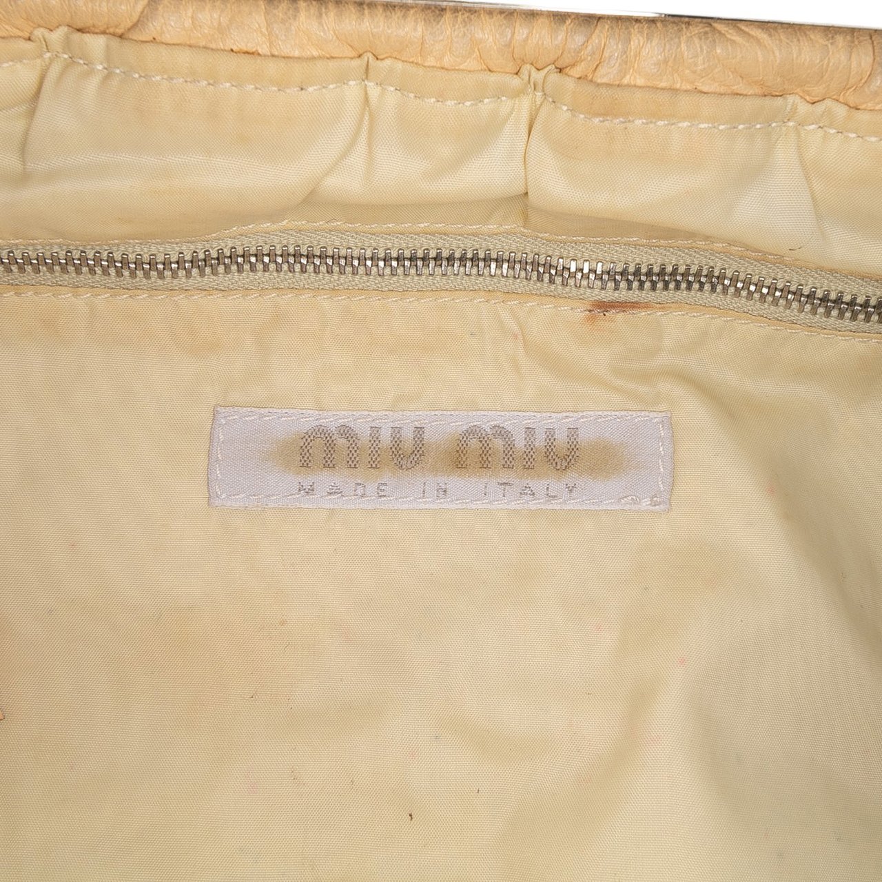 Miu Miu Leather Kiss Lock Shoulder Bag Bruin