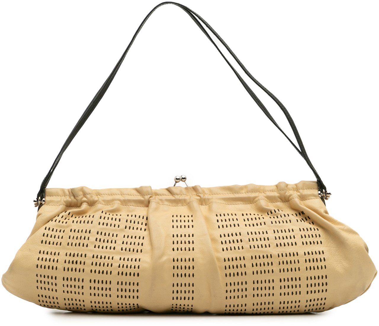 Miu Miu Leather Kiss Lock Shoulder Bag Bruin