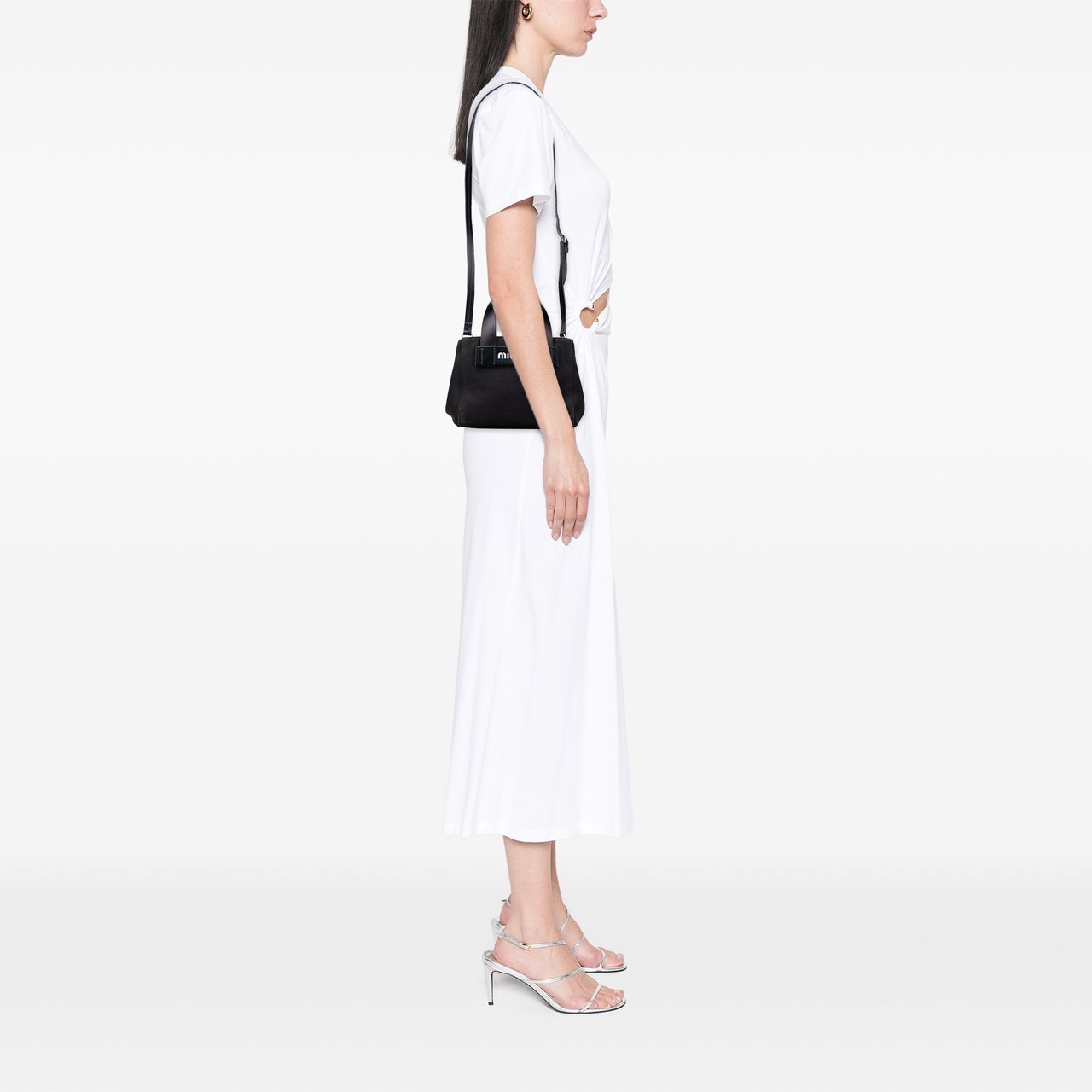 Miu Miu Small Canapa Canvas and leather Logo Satchel Zwart