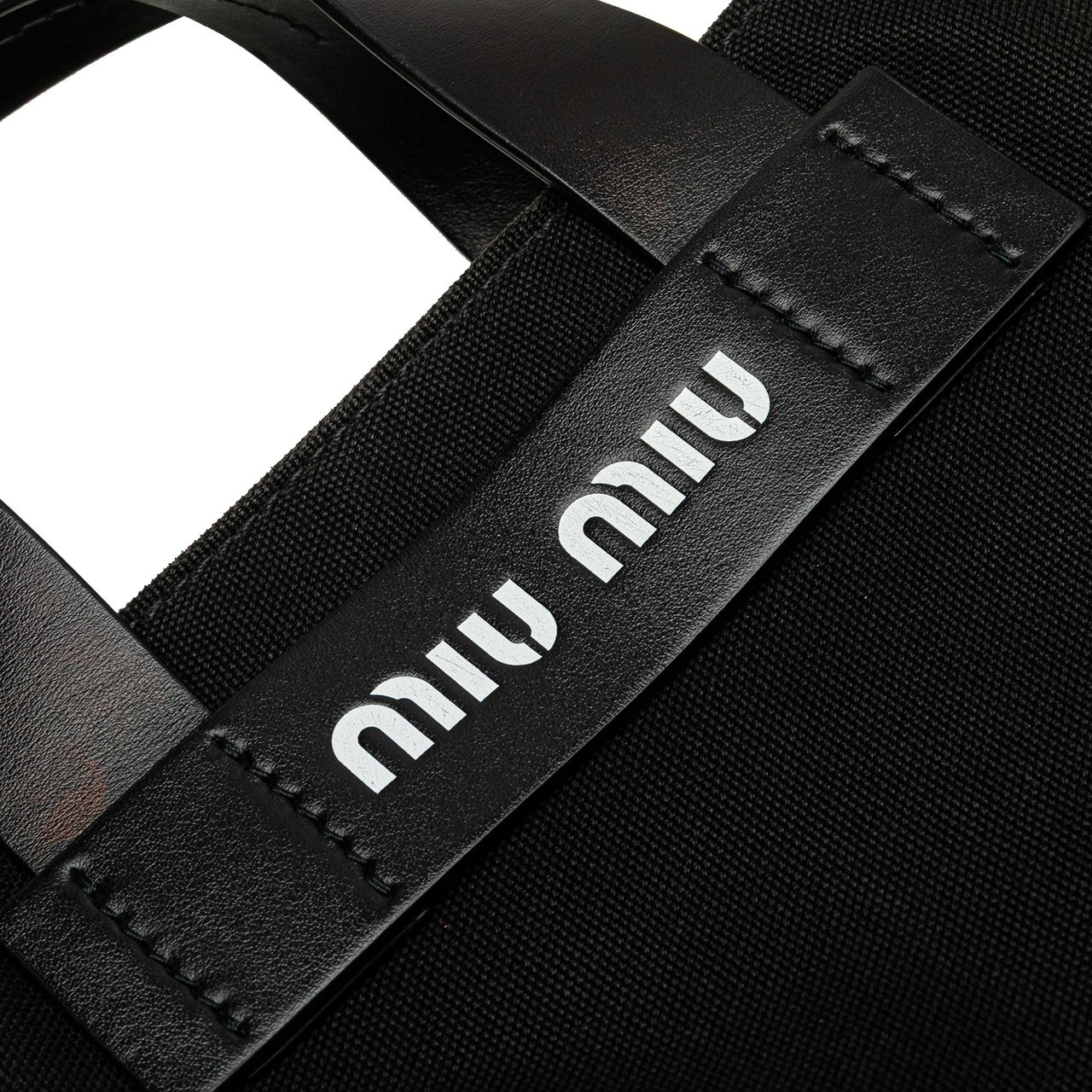 Miu Miu Small Canapa Canvas and leather Logo Satchel Zwart