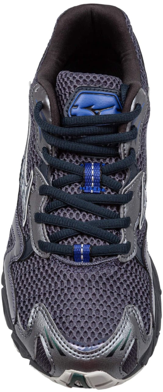 Mizuno Mizuno wave rider 10 mesh and leather sneakers in black and grey Zwart