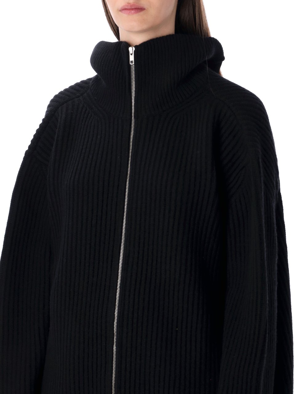 MM6 Maison Margiela Zip Maxy Cardigan Nero Zwart