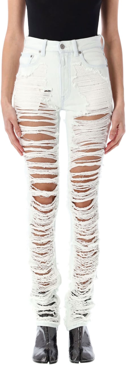 MM6 Maison Margiela Skinny Denim Broken Bianco Wit