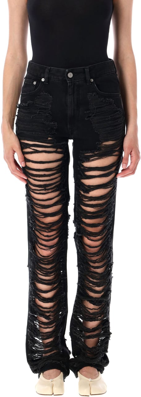 MM6 Maison Margiela Skinny Denim Broken Nero Zwart