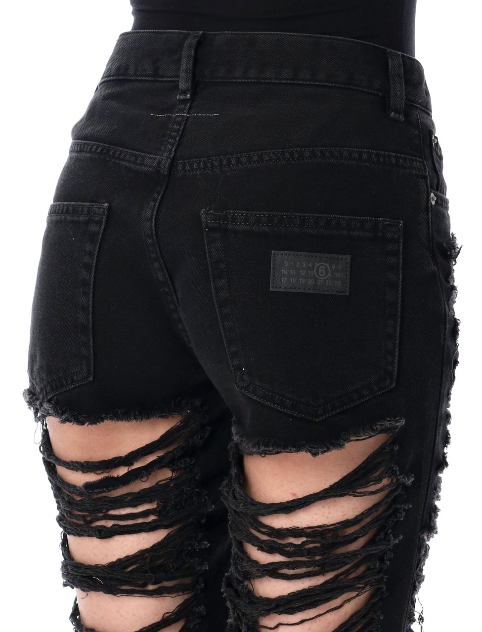 MM6 Maison Margiela Skinny Denim Broken Nero Zwart