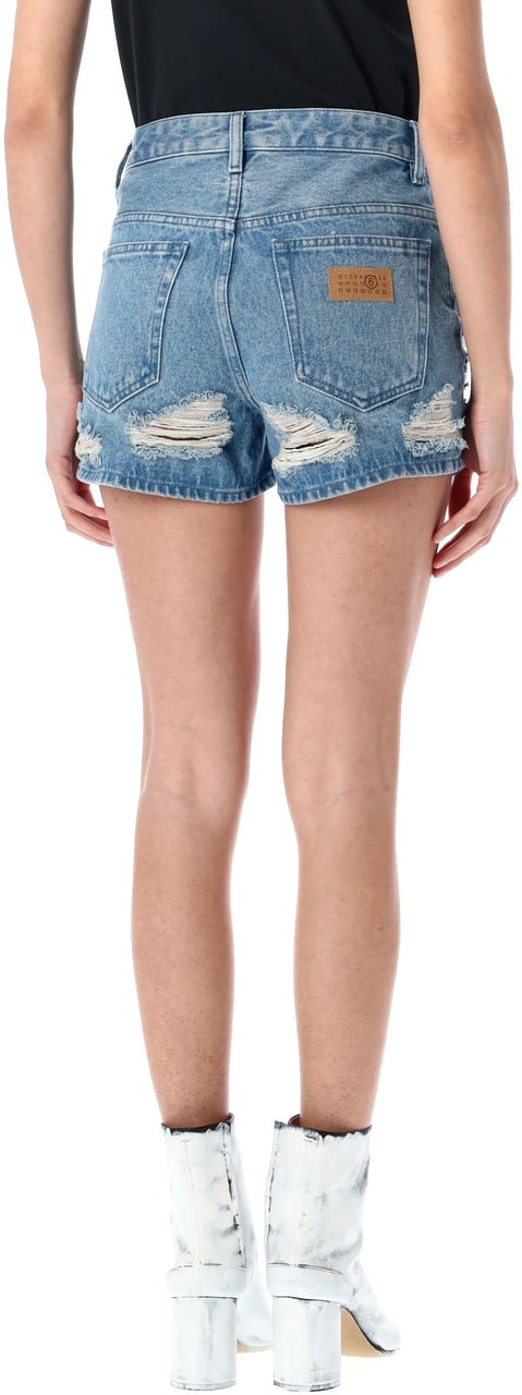 MM6 Maison Margiela Denim Short Broken Blue Blauw