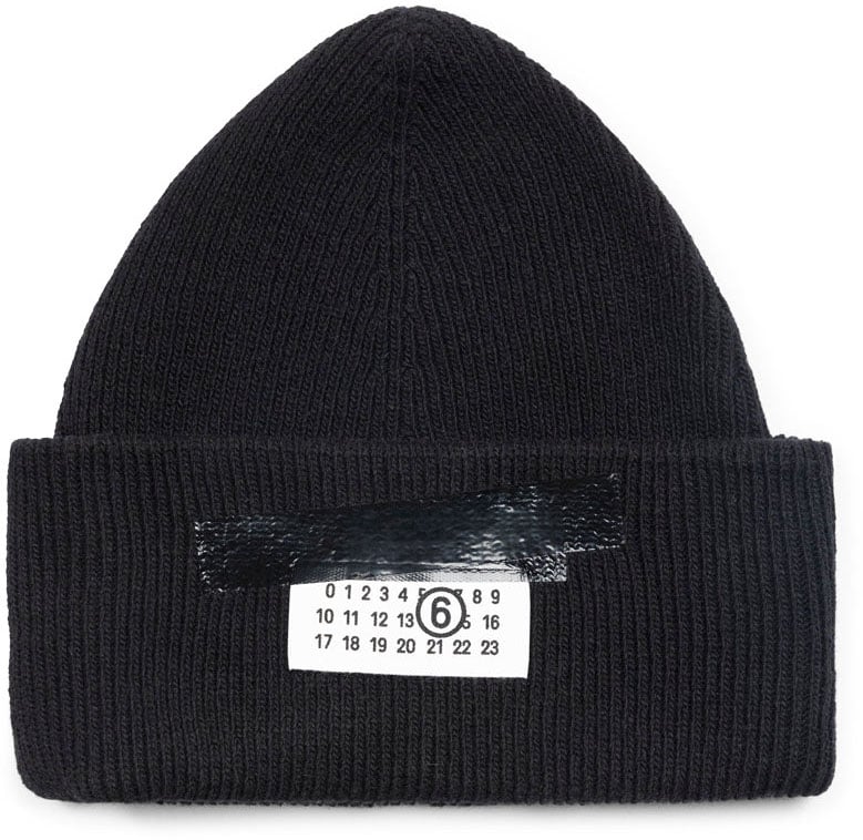 MM6 Maison Margiela TAPED LABEL BEANIE BLACK Zwart
