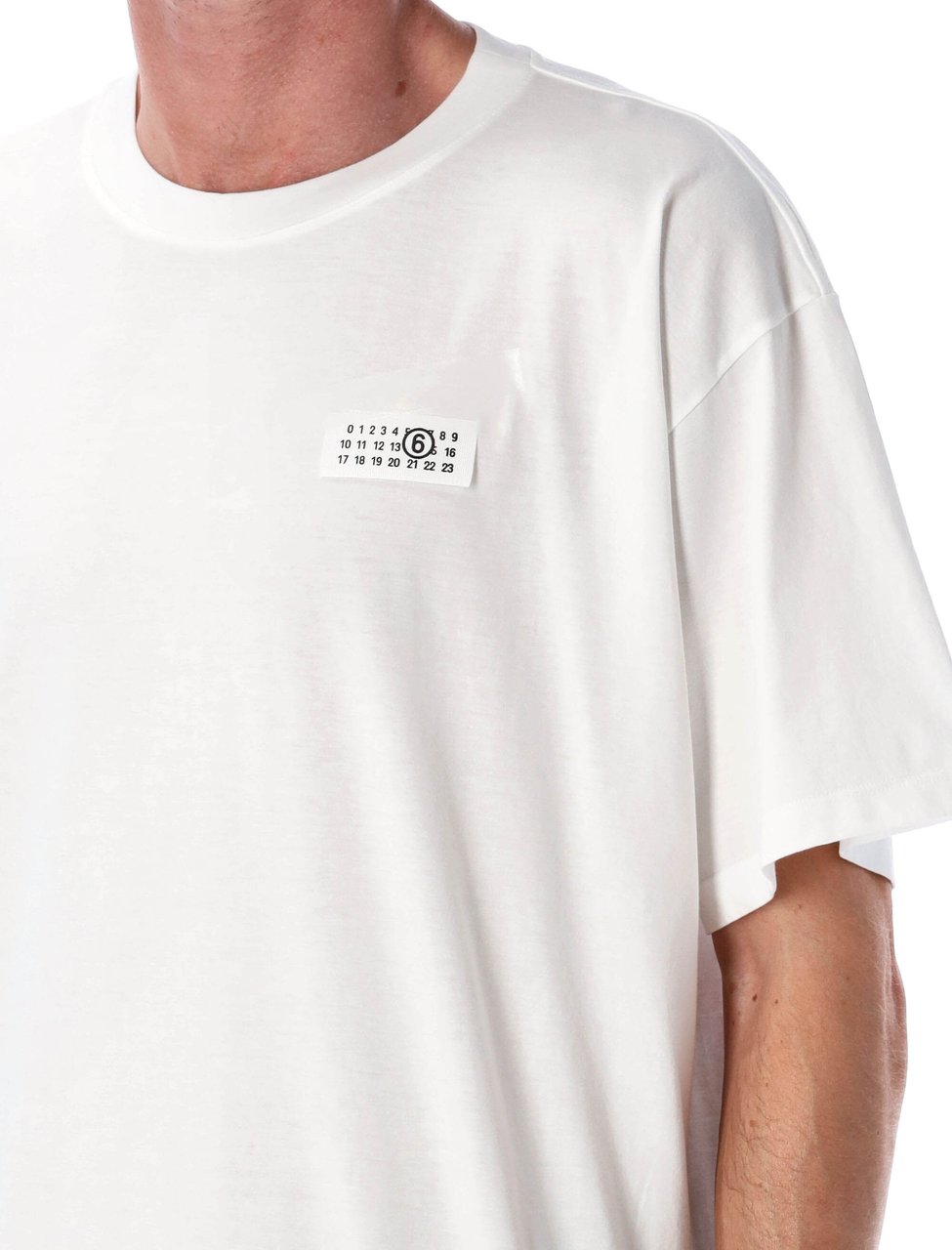 MM6 Maison Margiela Tape Logo Tee Bianco Wit