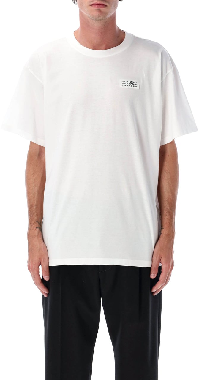 MM6 Maison Margiela Tape Logo Tee Bianco Wit