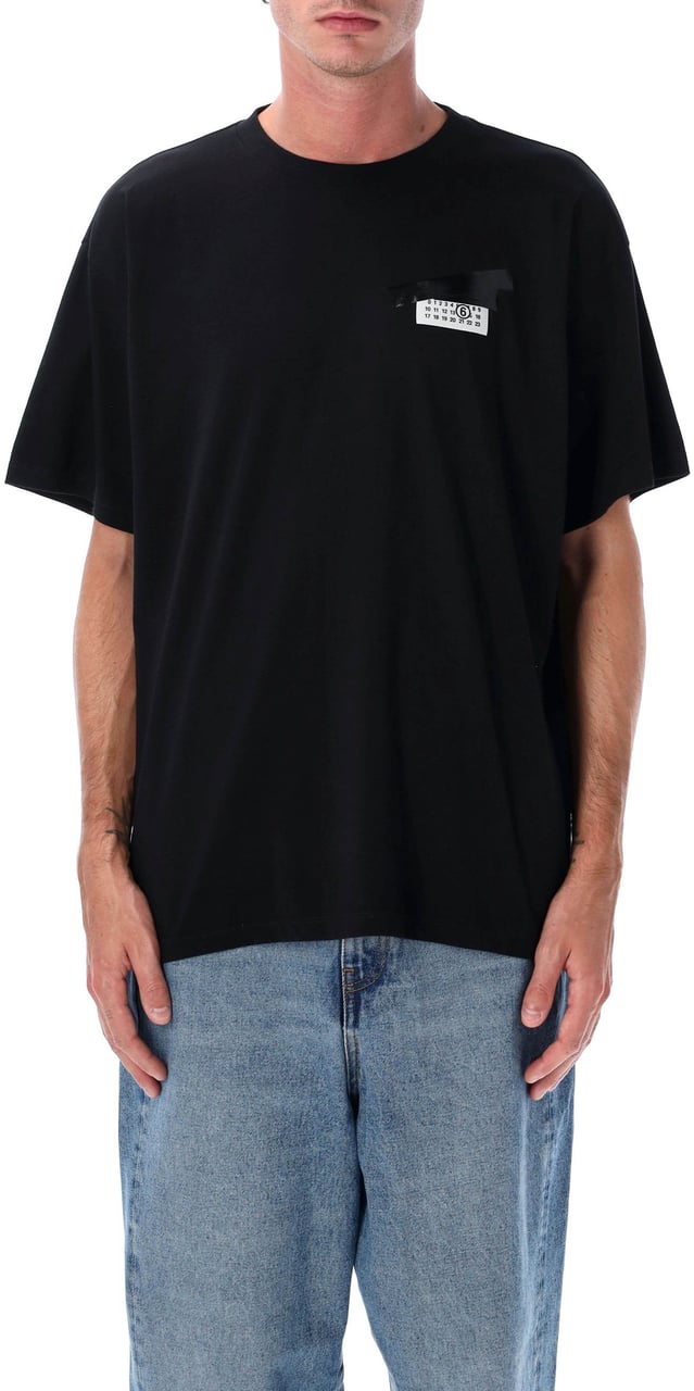 MM6 Maison Margiela Tape Logo Tee Nero Zwart