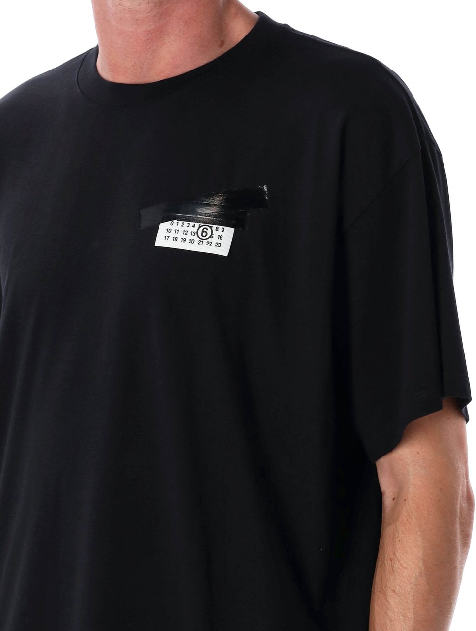 MM6 Maison Margiela Tape Logo Tee Nero Zwart