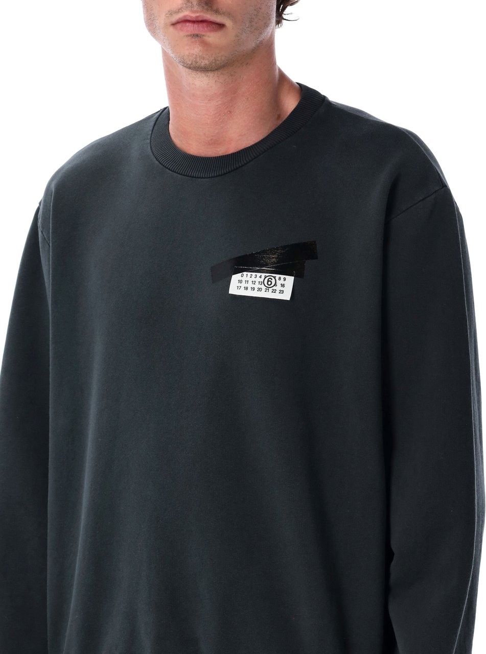 MM6 Maison Margiela Tape Logo Crewneck Nero Zwart
