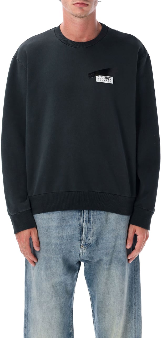 MM6 Maison Margiela Tape Logo Crewneck Nero Zwart