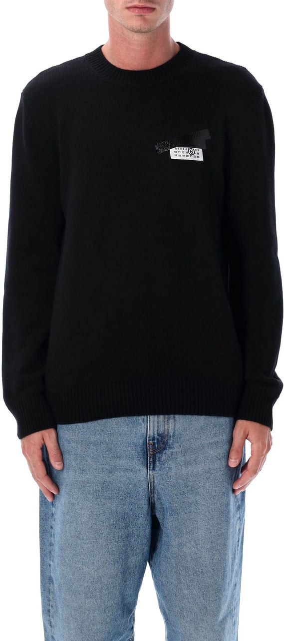 MM6 Maison Margiela Tape Logo Sweater Nero Zwart