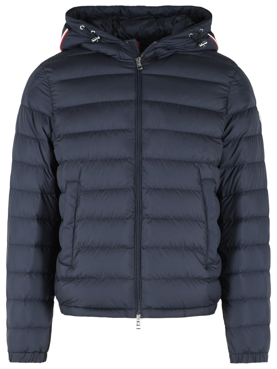 Moncler Navy Blue Polyester Short 'Vermeille' Hooded Down Jacket Zwart