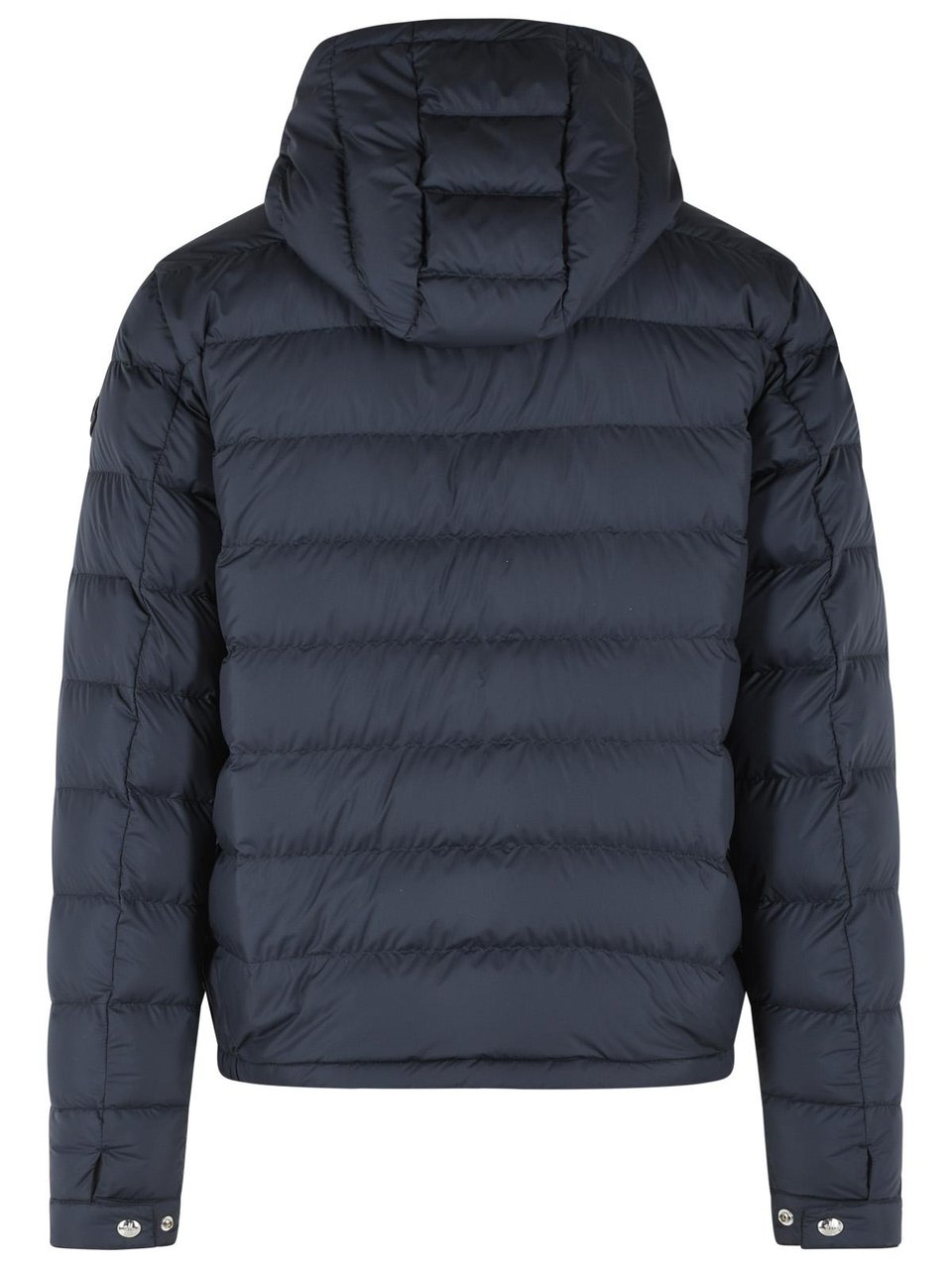Moncler Navy Blue Polyester Short 'Sestriere' Hooded Down Jacket Grijs