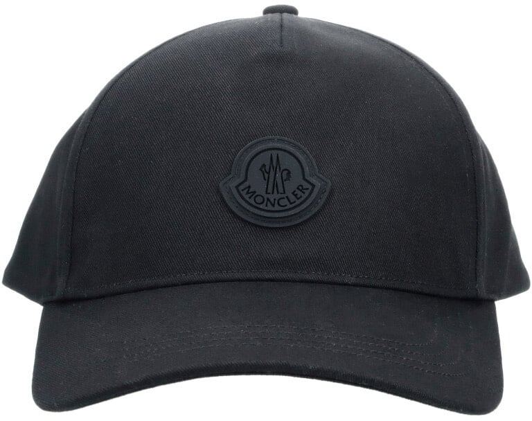 Moncler Black Classic Six-Panel Cotton Baseball Cap Zwart