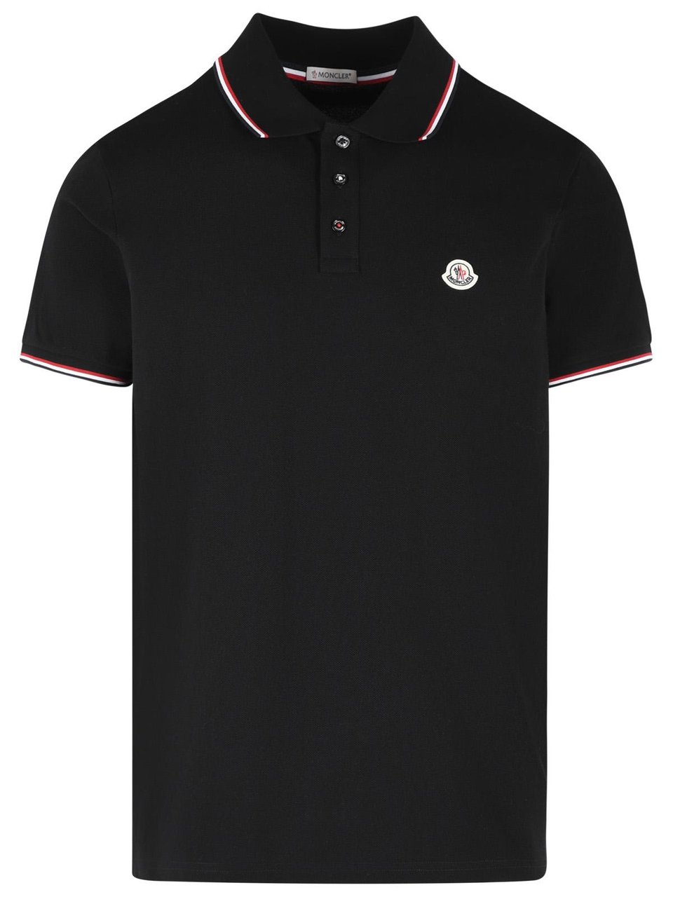 Moncler Black Cotton Polo Shirt Zwart