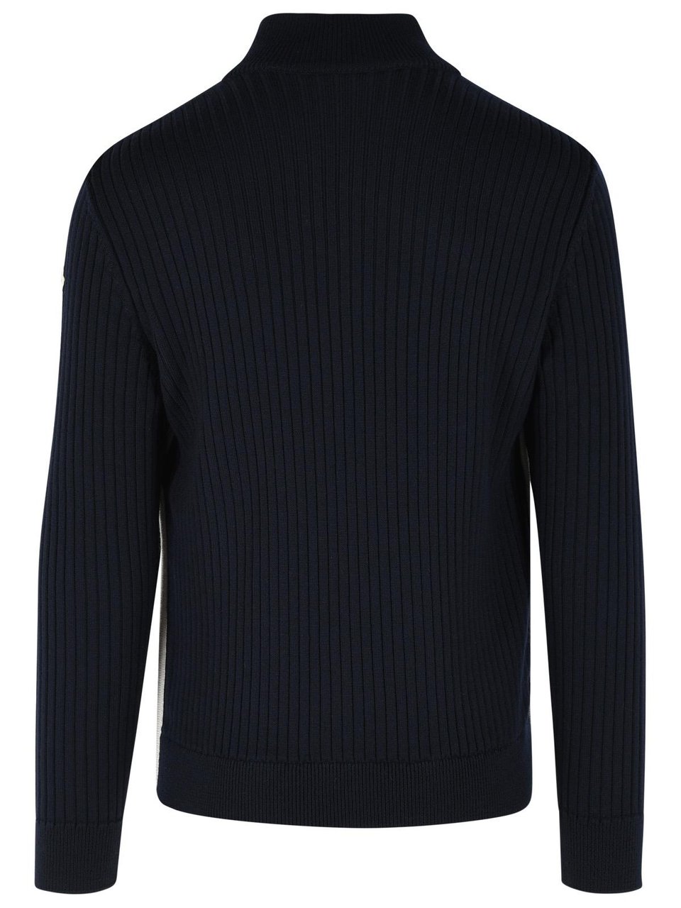 Moncler Padded Virgin Wool Cardigan With Zip Navy Blue Zwart