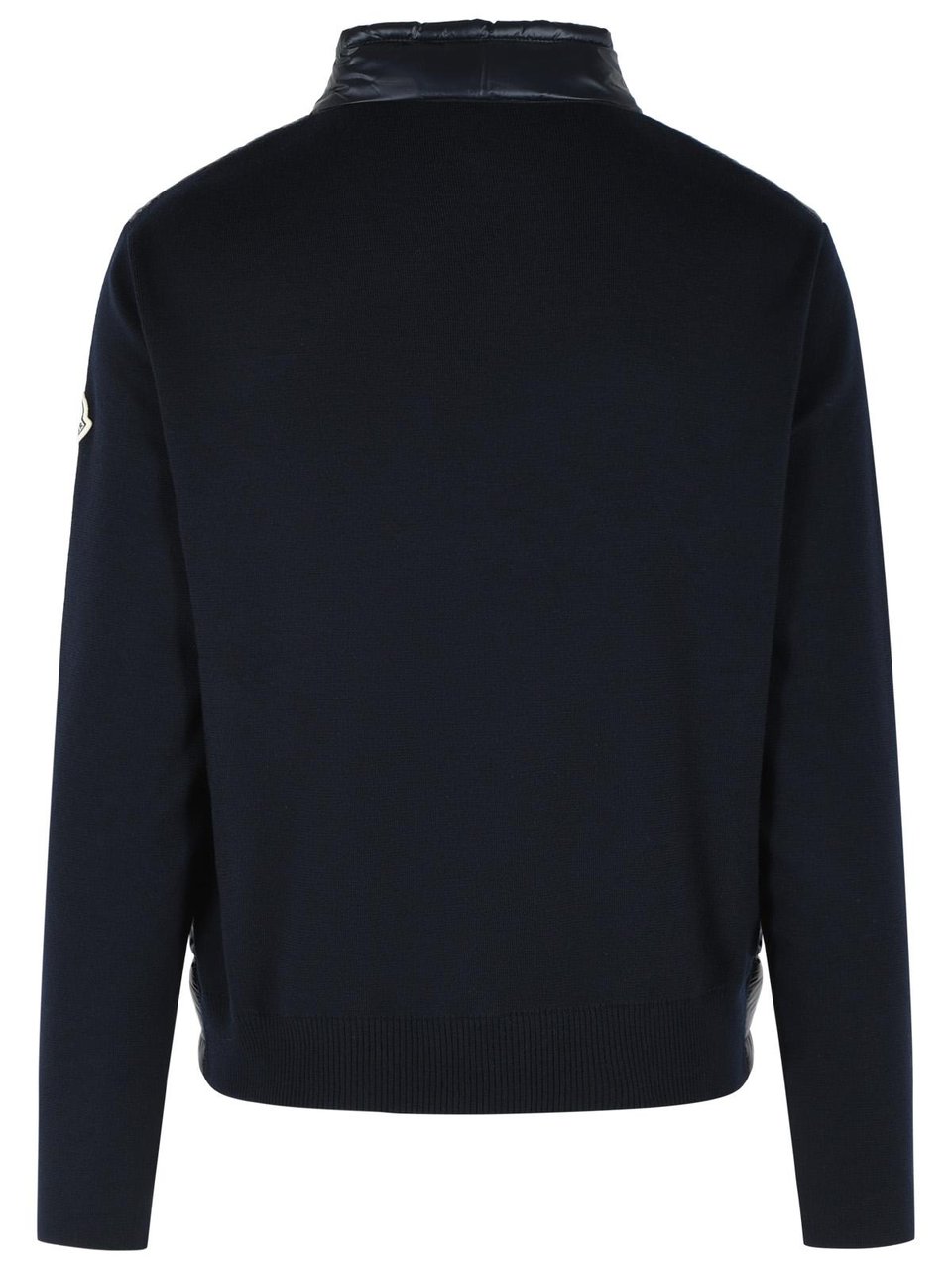 Moncler Padded Virgin Wool Crdigan With Zip Navy Blue Zwart