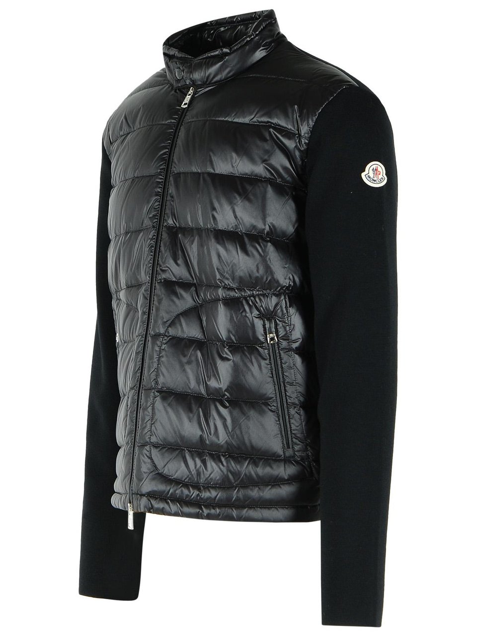 Moncler Padded Wool Cardigan With Black Zip Zwart