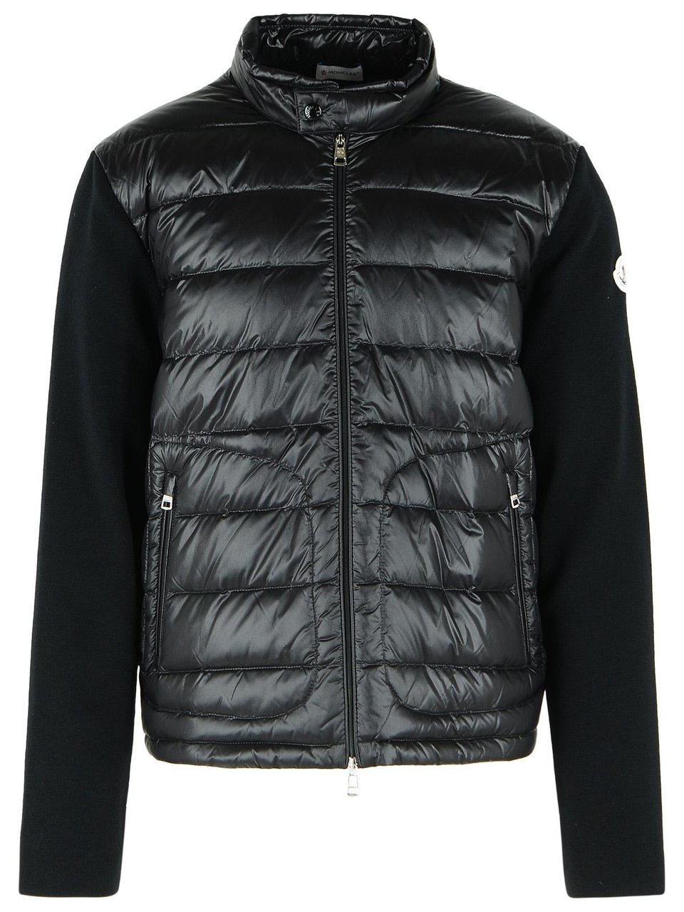 Moncler Padded Wool Cardigan With Black Zip Zwart