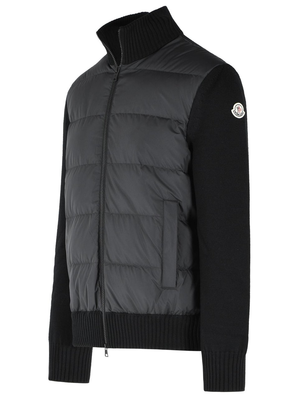 Moncler 'Tricot' Black Virgin Wool Cardigan Zwart