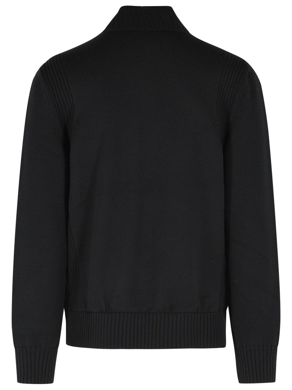 Moncler 'Tricot' Black Virgin Wool Cardigan Zwart
