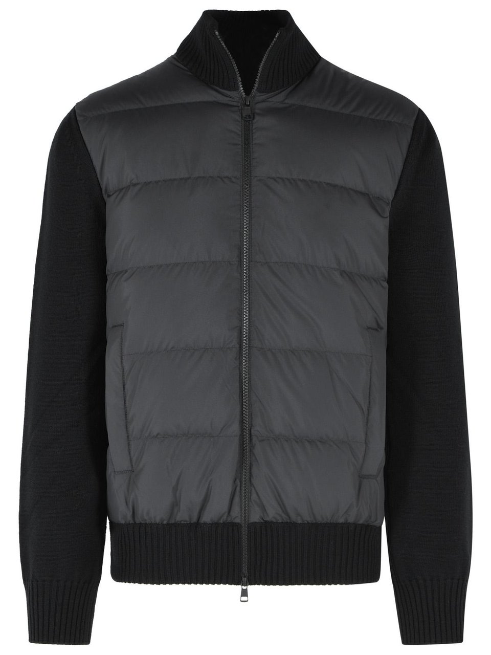 Moncler 'Tricot' Black Virgin Wool Cardigan Zwart