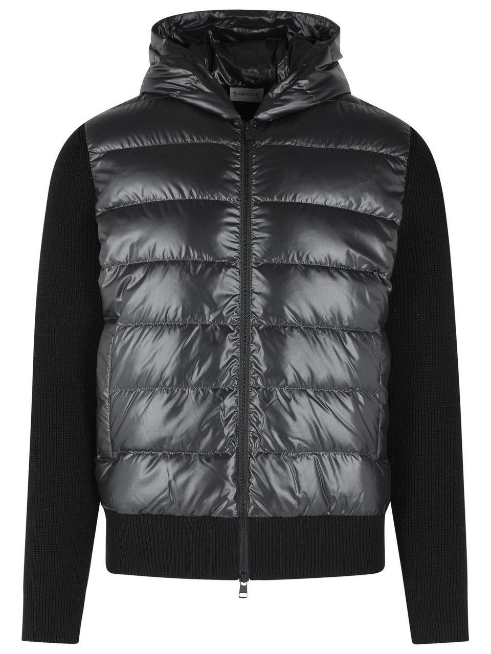 Moncler 'Tricot' Black Virgin Wool Cardigan Zwart