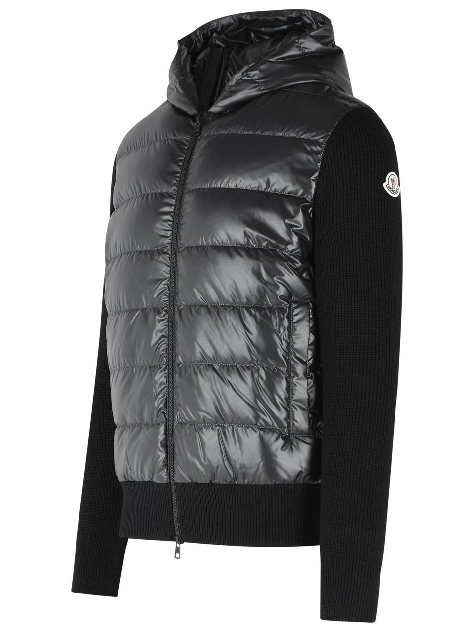 Moncler 'Tricot' Black Virgin Wool Cardigan Zwart