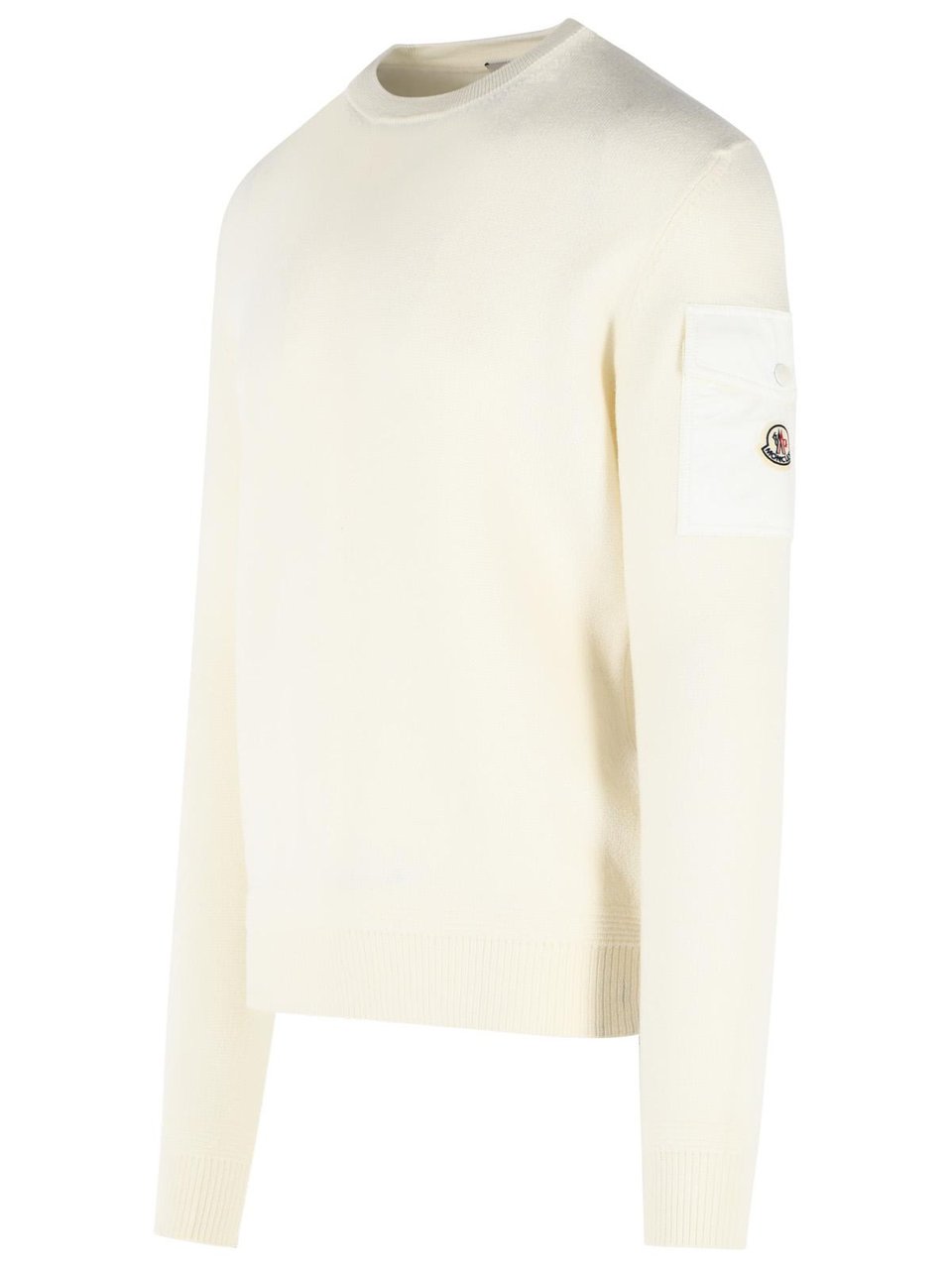Moncler 'Tricot' Ivory White Virgin Wool Sweatshirt Neutraal