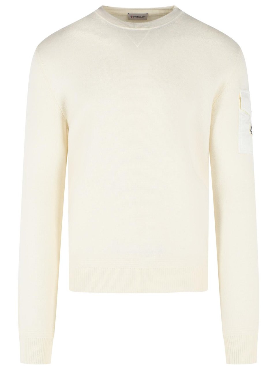 Moncler 'Tricot' Ivory White Virgin Wool Sweatshirt Neutraal