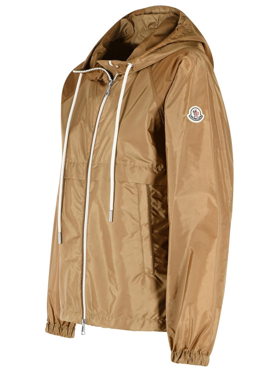 Moncler 'Coquelicot' Camel Beige Polyamide Hooded Jacket Bruin