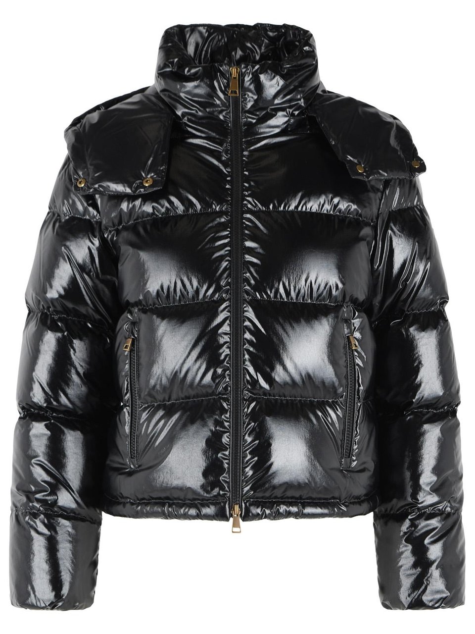 Moncler 'Niveole' Glossy Black Polyamide Down Jacket Zwart