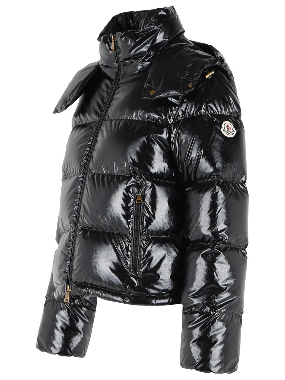 Moncler 'Niveole' Glossy Black Polyamide Down Jacket Zwart