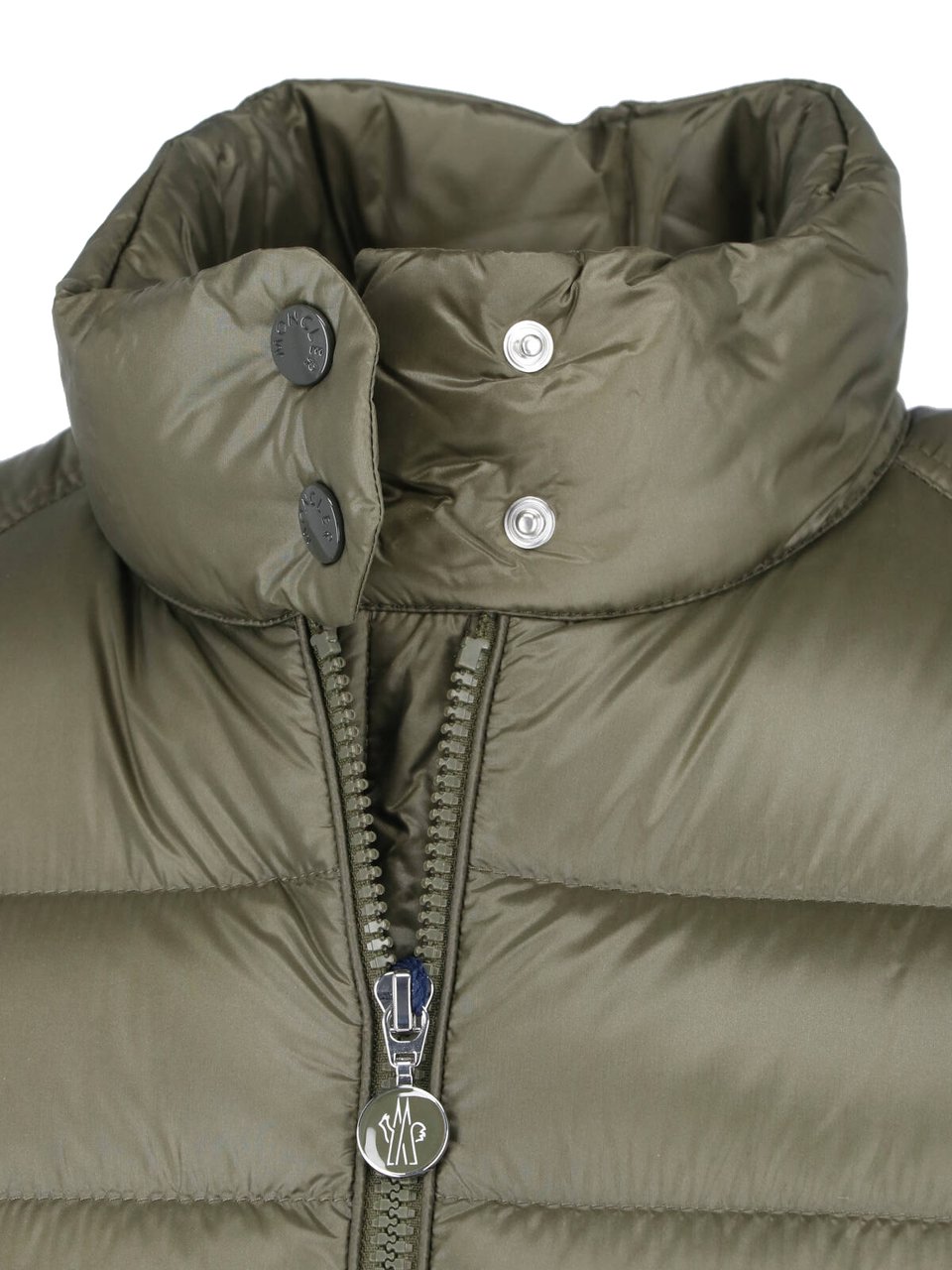 Moncler Green Genet High-Collar Padded Quilted Jacket Groen