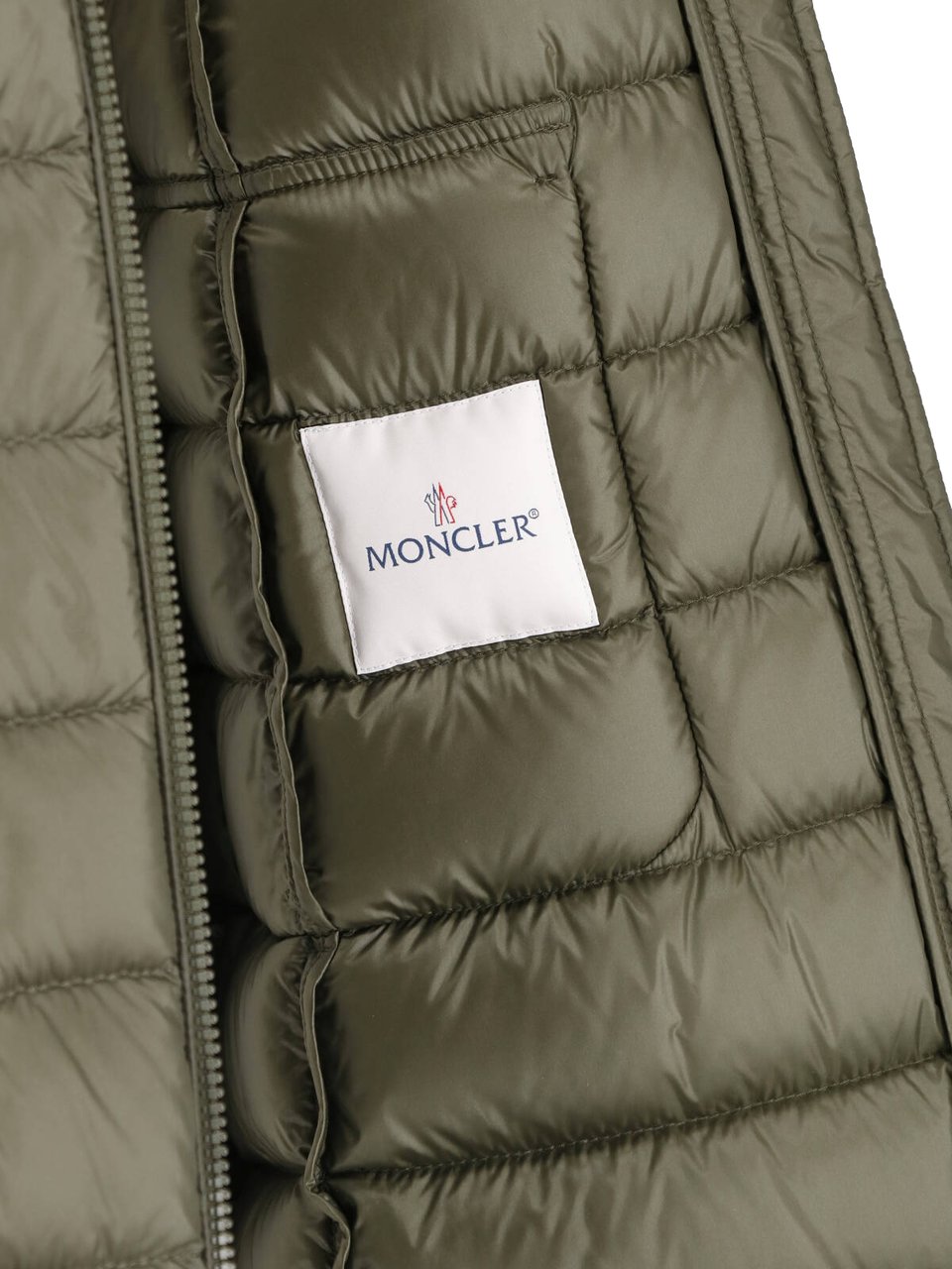 Moncler Green Genet High-Collar Padded Quilted Jacket Groen