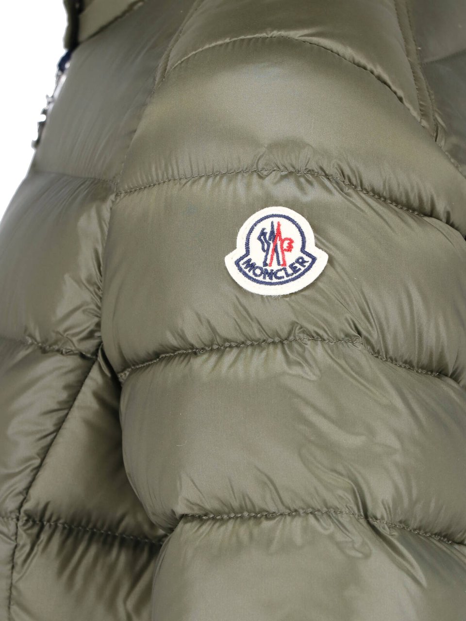 Moncler Green Genet High-Collar Padded Quilted Jacket Groen
