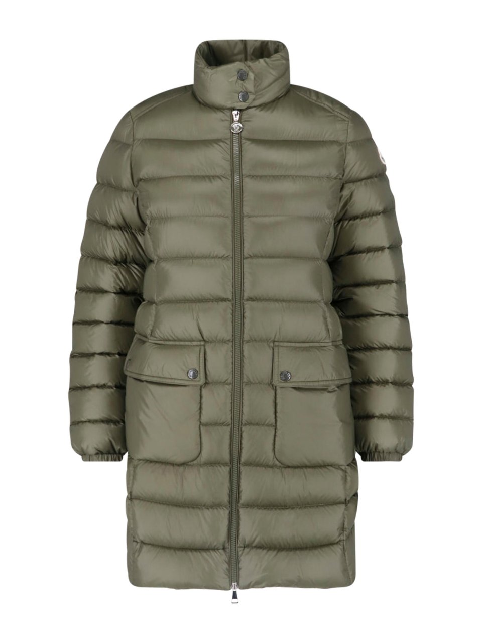 Moncler Green Genet High-Collar Padded Quilted Jacket Groen
