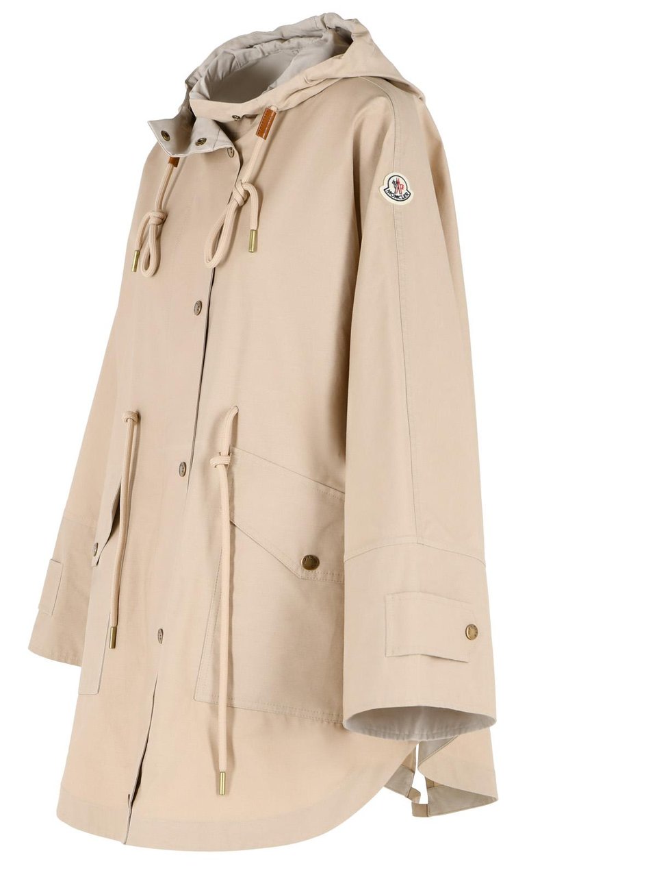 Moncler 'Bruerra' Cape In Beige Cotton Blend Neutraal