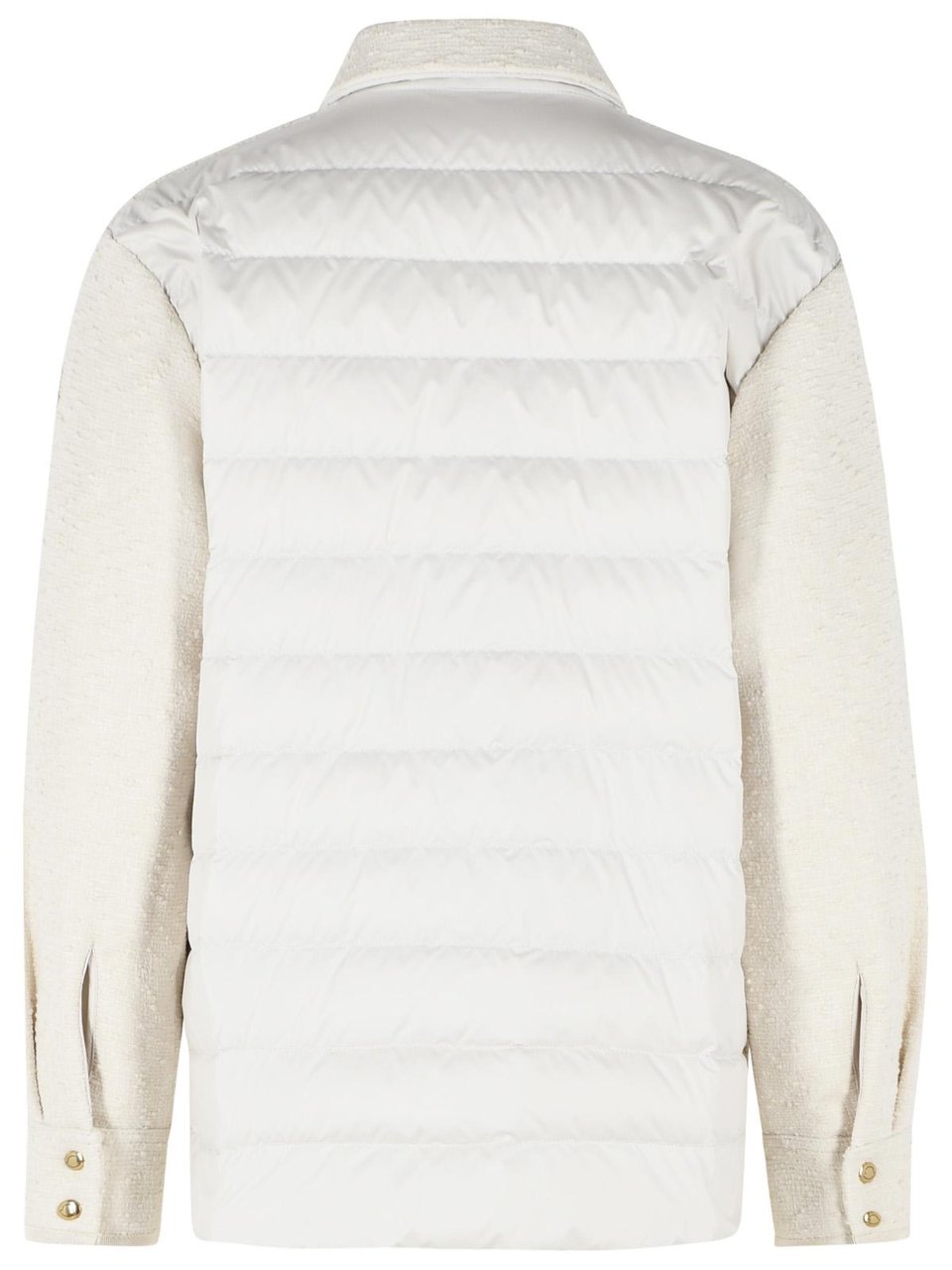 Moncler Padded Shirt Jacket In Ivory White Bouclé Cotton Blend Wit